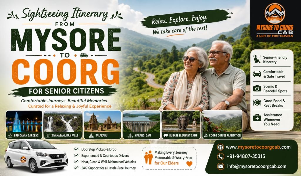 Sightseeing Itinerary from Mysore to Coorg for Senior Citizens