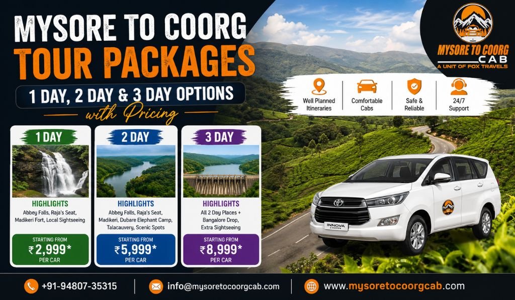 Mysore to Coorg Tour Packages — 1 Day, 2 Day & 3 Day Options with Pricing